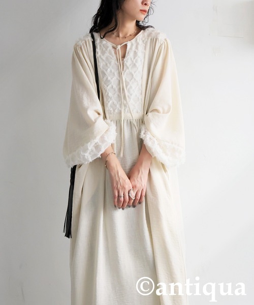 antiqua(アンティカ)の「フリンジジャガードワンピース(ワンピース・レディース・ブラック/ナチュラル・ONESIZE)」の16枚目の写真