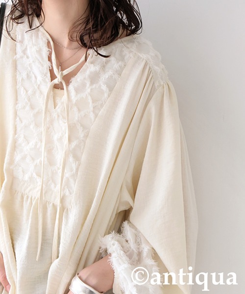 antiqua(アンティカ)の「フリンジジャガードワンピース(ワンピース・レディース・ブラック/ナチュラル・ONESIZE)」の20枚目の写真