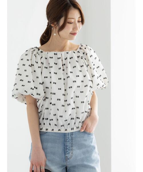 Te chichi（テチチ）の「リボンジャガード2WAYブラウス（シャツ/ブラウス・レディース・ブラック/オフホワイト・F）」の2枚目の写真