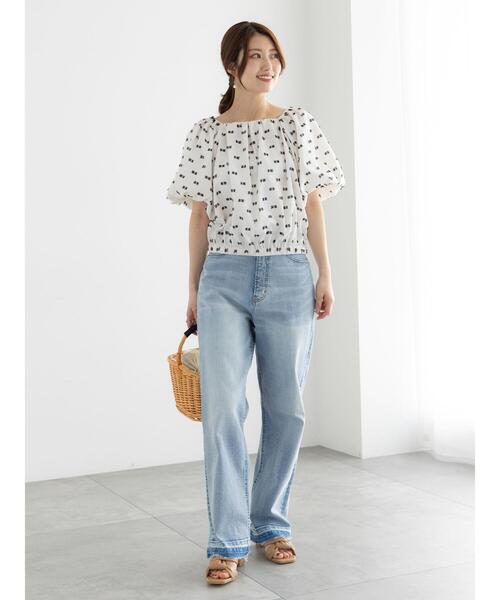 Te chichi（テチチ）の「リボンジャガード2WAYブラウス（シャツ/ブラウス・レディース・ブラック/オフホワイト・F）」の6枚目の写真