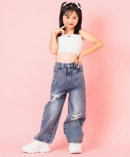 ANAP kids（アナップキッズ）の「クラッシュデニム マルチWAY サロペット【ジュニアお揃い】（サロペット/オーバーオール・キッズ・ブラック/ブルー・120cm/130cm/110cm）」の10枚目の写真