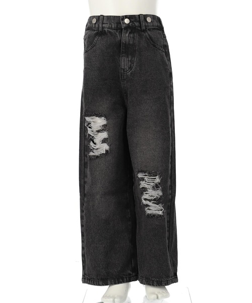 ANAP kids（アナップキッズ）の「クラッシュデニム マルチWAY サロペット【ジュニアお揃い】（サロペット/オーバーオール・キッズ・ブラック/ブルー・120cm/130cm/110cm）」の13枚目の写真