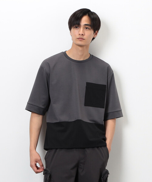 COMME CA ISM(コムサイズム)の「「Daily TECH Series」 クイックドライ コンビデザインTシャツ(Tシャツ/カットソー・メンズ・チャコール/ブラック・MEDIUM/LARGE)」の2枚目の写真
