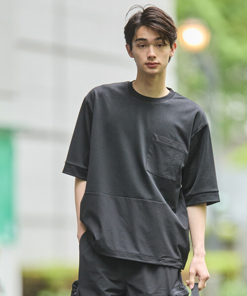 COMME CA ISM(コムサイズム)の「「Daily TECH Series」 クイックドライ コンビデザインTシャツ(Tシャツ/カットソー・メンズ・チャコール/ブラック・MEDIUM/LARGE)」の3枚目の写真
