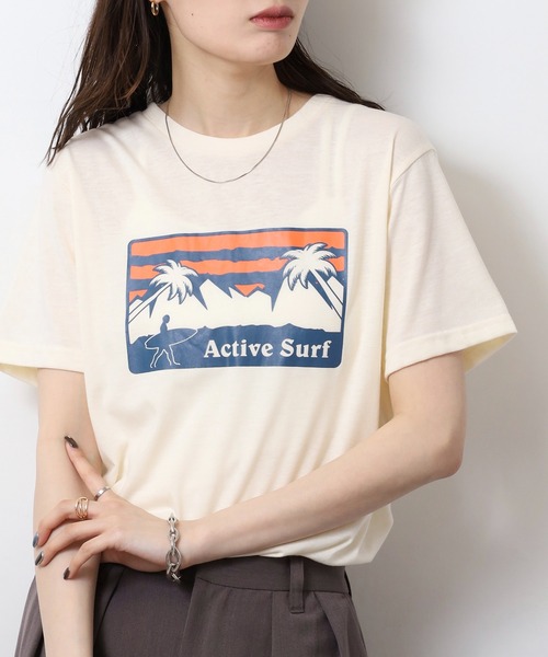 FUNALIVE(ファンアライブ)の「フロントプリントTシャツ UVカット COOL&DRY(Tシャツ/カットソー・メンズ・オフホワイト/ホワイト系その他2/グレイッシュブルー/グレイッシュベージュ/ミント/ネイビー系/スミクロ/ブラック系その他2/ホワイト/ブラック/ピンク/イエロー・M/LL/L)」の3枚目の写真