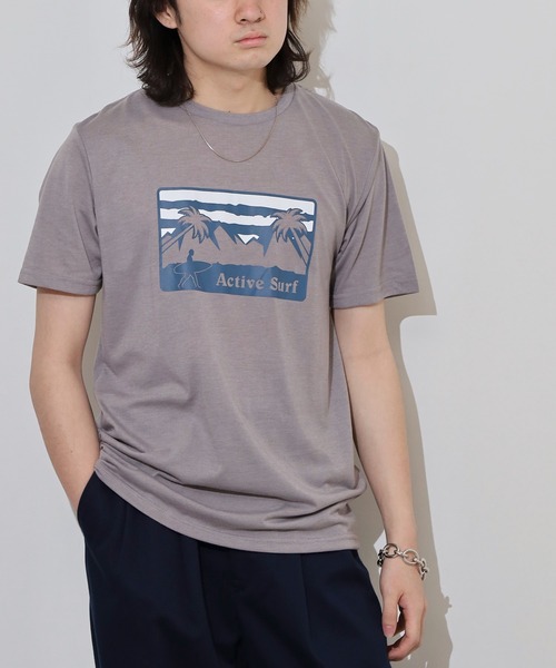 FUNALIVE(ファンアライブ)の「フロントプリントTシャツ UVカット COOL&DRY(Tシャツ/カットソー・メンズ・オフホワイト/ホワイト系その他2/グレイッシュブルー/グレイッシュベージュ/ミント/ネイビー系/スミクロ/ブラック系その他2/ホワイト/ブラック/ピンク/イエロー・M/LL/L)」の1枚目の写真