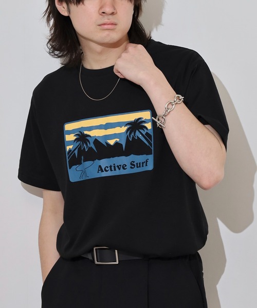 FUNALIVE(ファンアライブ)の「フロントプリントTシャツ UVカット COOL&DRY(Tシャツ/カットソー・メンズ・オフホワイト/ホワイト系その他2/グレイッシュブルー/グレイッシュベージュ/ミント/ネイビー系/スミクロ/ブラック系その他2/ホワイト/ブラック/ピンク/イエロー・M/LL/L)」の5枚目の写真