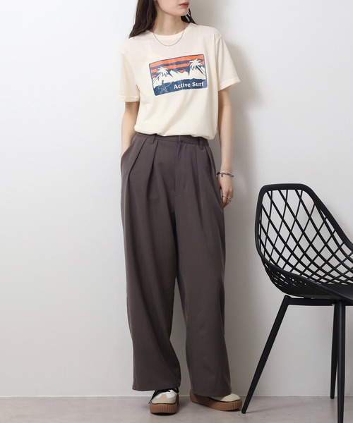 FUNALIVE(ファンアライブ)の「フロントプリントTシャツ UVカット COOL&DRY(Tシャツ/カットソー・メンズ・オフホワイト/ホワイト系その他2/グレイッシュブルー/グレイッシュベージュ/ミント/ネイビー系/スミクロ/ブラック系その他2/ホワイト/ブラック/ピンク/イエロー・M/LL/L)」の16枚目の写真