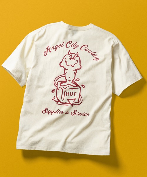 HUF（ハフ）の「SUPPLIES & SERVICE TEE（Tシャツ/カットソー・メンズ・ブラック/ナチュラル/ホワイト・XXL/XL/L/M/S/XS）」の3枚目の写真