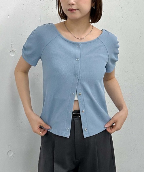 archives（アルシーヴ）の「花柄アソートワッフルカットＴＯＰＳ（Tシャツ/カットソー・レディース・アイボリー/ブラック/グレー/ブルー・MEDIUM）」の4枚目の写真