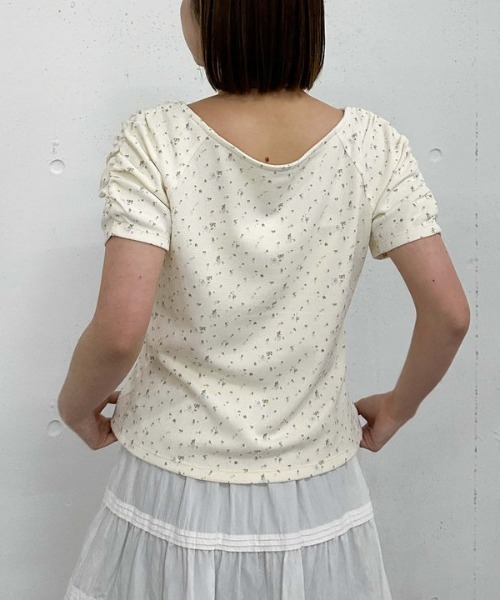 archives（アルシーヴ）の「花柄アソートワッフルカットＴＯＰＳ（Tシャツ/カットソー・レディース・アイボリー/ブラック/グレー/ブルー・MEDIUM）」の7枚目の写真