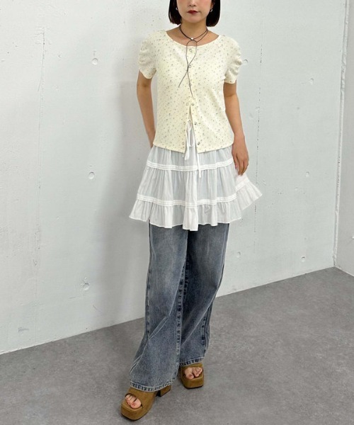 archives（アルシーヴ）の「花柄アソートワッフルカットＴＯＰＳ（Tシャツ/カットソー・レディース・アイボリー/ブラック/グレー/ブルー・MEDIUM）」の8枚目の写真