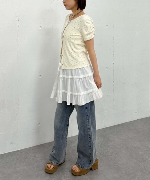 archives（アルシーヴ）の「花柄アソートワッフルカットＴＯＰＳ（Tシャツ/カットソー・レディース・アイボリー/ブラック/グレー/ブルー・MEDIUM）」の10枚目の写真