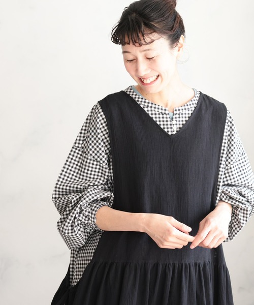 soulberry(ソウルベリー)の「かさねるワンピース(ワンピース・レディース・ブラック・LL~3L/M~L/4L~5L)」の2枚目の写真