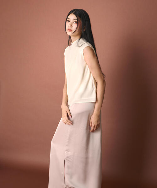 PROPORTION BODY DRESSING（プロポーションボディドレッシング）の「マットサテンスリットスカート / 1215220613（スカート・レディース・ベージュ/ブラウン・MEDIUM/P/S）」の3枚目の写真