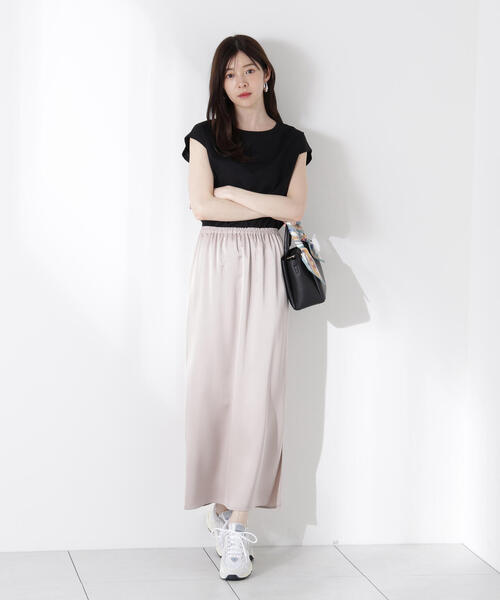 PROPORTION BODY DRESSING（プロポーションボディドレッシング）の「マットサテンスリットスカート / 1215220613（スカート・レディース・ベージュ/ブラウン・MEDIUM/P/S）」の5枚目の写真