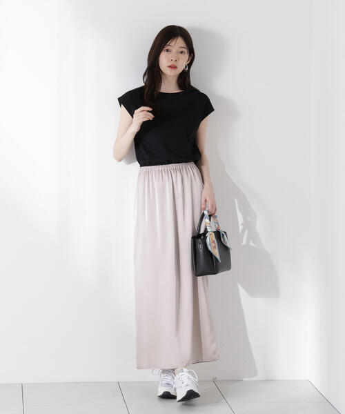 PROPORTION BODY DRESSING（プロポーションボディドレッシング）の「マットサテンスリットスカート / 1215220613（スカート・レディース・ベージュ/ブラウン・MEDIUM/P/S）」の6枚目の写真