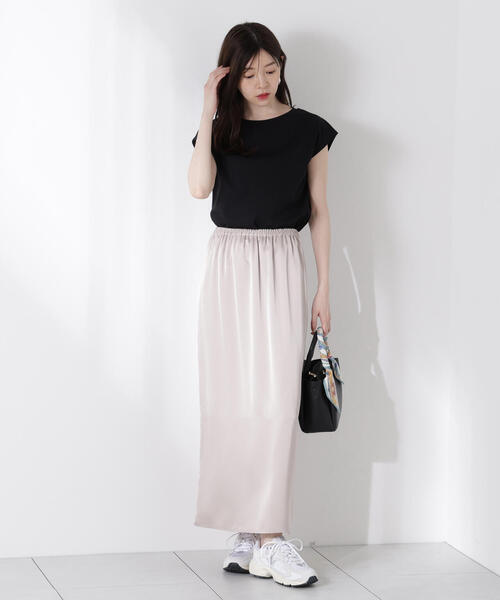 PROPORTION BODY DRESSING（プロポーションボディドレッシング）の「マットサテンスリットスカート / 1215220613（スカート・レディース・ベージュ/ブラウン・MEDIUM/P/S）」の7枚目の写真