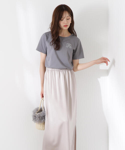 PROPORTION BODY DRESSING（プロポーションボディドレッシング）の「マットサテンスリットスカート / 1215220613（スカート・レディース・ベージュ/ブラウン・MEDIUM/P/S）」の8枚目の写真