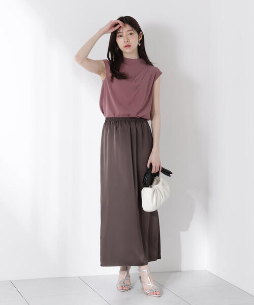 PROPORTION BODY DRESSING（プロポーションボディドレッシング）の「マットサテンスリットスカート / 1215220613（スカート・レディース・ベージュ/ブラウン・MEDIUM/P/S）」の18枚目の写真