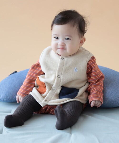 こども ビームス(コドモビームス)の「ベビー フリース ベスト 2025FW(70~80cm)(ベスト・キッズ・ネイビー/ホワイト系その他5/ブラウン・80/70)」の3枚目の写真