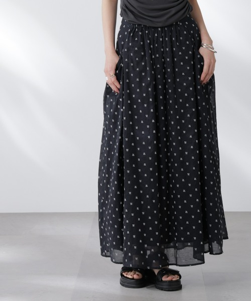 新品◎定価5万円 ノンノンドール●お花モチーフ ロングスカート ブラック 黒 hb-1478js_01.jpg