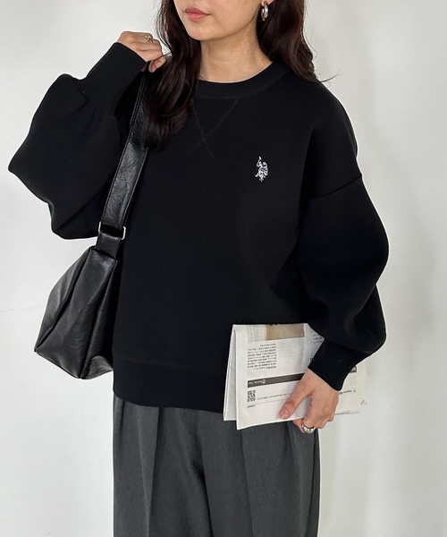 U.S. POLO ASSN.(ユーエスポロアッスン)の「RANAN/solleim別注【U.S.POLO ASSN.】刺繍スウェットライクニット(ニット/セーター・レディース・アイボリー/ブラック/グレー・M/L/LL)」の10枚目の写真
