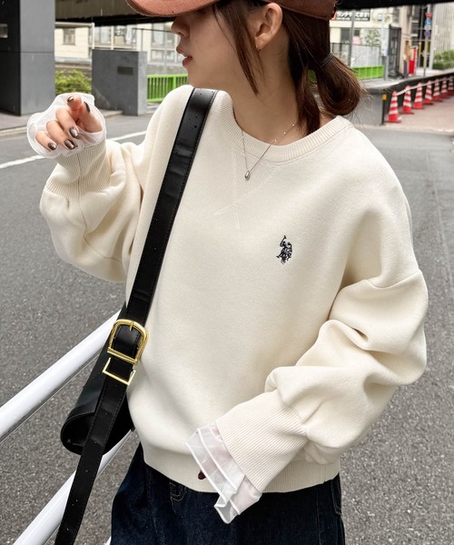 U.S. POLO ASSN.(ユーエスポロアッスン)の「RANAN/solleim別注【U.S.POLO ASSN.】刺繍スウェットライクニット(ニット/セーター・レディース・アイボリー/ブラック/グレー・M/L/LL)」の18枚目の写真