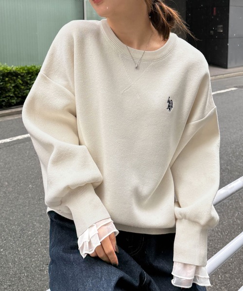 U.S. POLO ASSN.(ユーエスポロアッスン)の「RANAN/solleim別注【U.S.POLO ASSN.】刺繍スウェットライクニット(ニット/セーター・レディース・アイボリー/ブラック/グレー・M/L/LL)」の17枚目の写真