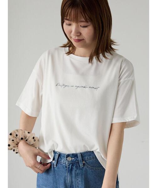 Lugnoncure(ルノンキュール)の「【接触冷感】筆記体ロゴTシャツ(Tシャツ/カットソー・レディース・ブラック/オフホワイト/ベージュ・F)」の2枚目の写真