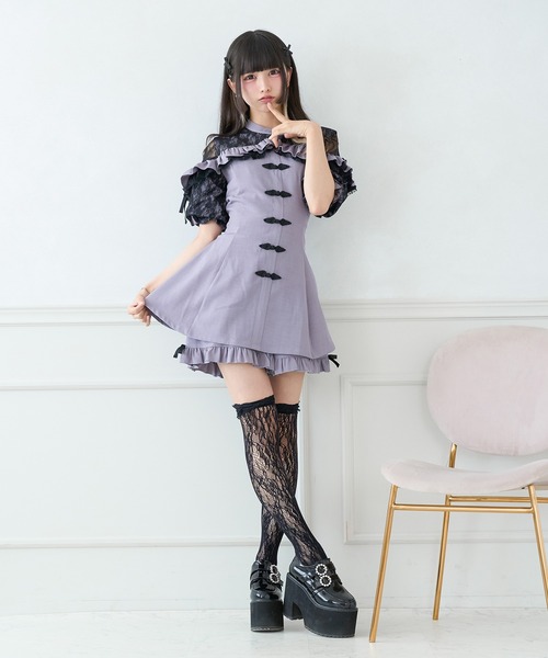 Pal elfy(パルエルフィー)の「チャイナ風コンビネゾン(ワンピース・レディース・ブルー/ピンク/ブラック/パープル・LARGE/フリー)」の12枚目の写真