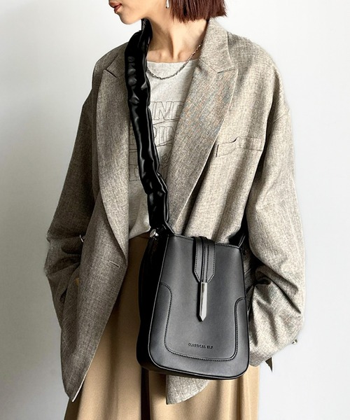 classicalelf（クラシカルエルフ）の「ドロースハンドルフェイクレザーフラップハンドル２Wayショルダーバッグ(ハンドバッグ)（ショルダーバッグ・レディース・ブラック/アイボリー/ブラウン・ONE SIZE）」の15枚目の写真