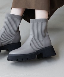 HIMIKO | 【HIMIKO】トラックソールリブニットブーツ/651419(ブーツ)