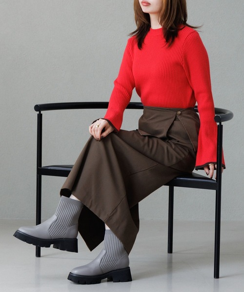 HIMIKO(ヒミコ)の「【HIMIKO】トラックソールリブニットブーツ/651419(ブーツ・レディース・グレー/ブラック・25.0cm/23.5cm/22.5cm/22.0cm/26.0cm/25.5cm/24.5cm/24.0cm/23.0cm)」の8枚目の写真