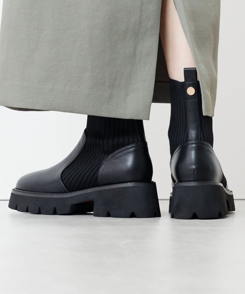 HIMIKO(ヒミコ)の「【HIMIKO】トラックソールリブニットブーツ/651419(ブーツ・レディース・グレー/ブラック・25.0cm/23.5cm/22.5cm/22.0cm/26.0cm/25.5cm/24.5cm/24.0cm/23.0cm)」の10枚目の写真