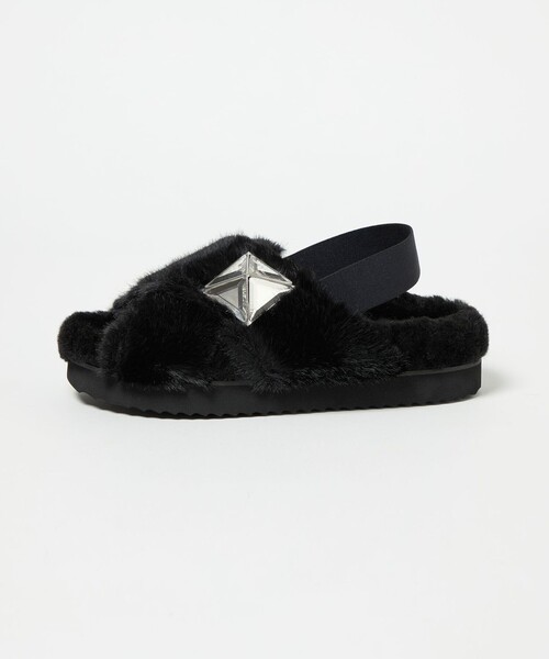 10回ほど着用　UNITED ARROWS　フェイクファー クロスサンダル 10回ほど着用 UNITED ARROWS フェイクファー クロスサンダル