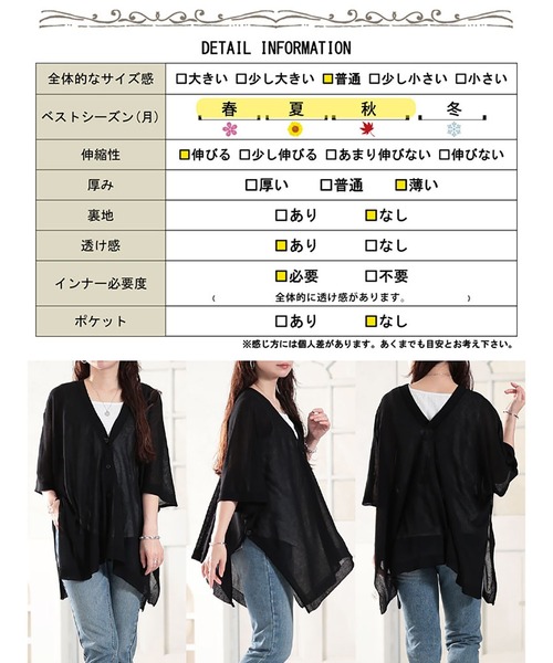 GOLDJAPAN(ゴールドジャパン)の「サイドボタンシアードルマンカーディガン【大きいサイズ対応】(カーディガン/ボレロ・レディース・ブラック/ライトグリーン/ネイビー・LL/3L/4L/5L)」の5枚目の写真