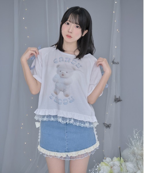 ililil(イルイルイル)の「『ililil/イルイルイル』【クマのエケチェンTシャツ】くまプリント半袖Tシャツ(Tシャツ/カットソー・レディース・ホワイト・FREE)」の5枚目の写真