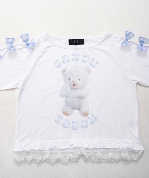 tシャツ 「ililil/イルイルイル」「クマのエケチェンTシャツ」くまプリント半袖Tシャツ レディース セール】『ililil/イルイルイル』【クマのエケチェンTシャツ