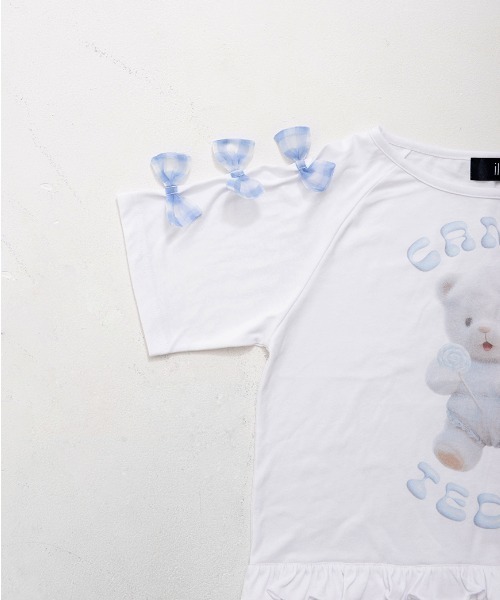 ililil(イルイルイル)の「『ililil/イルイルイル』【クマのエケチェンTシャツ】くまプリント半袖Tシャツ(Tシャツ/カットソー・レディース・ホワイト・FREE)」の16枚目の写真