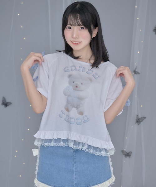 ililil(イルイルイル)の「『ililil/イルイルイル』【クマのエケチェンTシャツ】くまプリント半袖Tシャツ(Tシャツ/カットソー・レディース・ホワイト・FREE)」の19枚目の写真