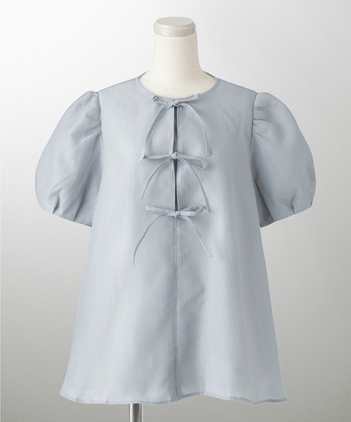 ブラウス シャツ フロントリボン ジャガード ブラウス HUIT レディース フロントリボン ジャガード ブラウス HUIT（シャツ/ブラウス