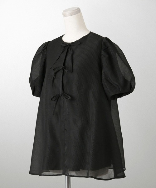 ブラウス シャツ フロントリボン ジャガード ブラウス HUIT レディース フロントリボン ジャガード ブラウス HUIT（シャツ/ブラウス