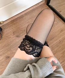 セール】【 Port / ポート 】 ガーター付き シアー ニーハイソックス