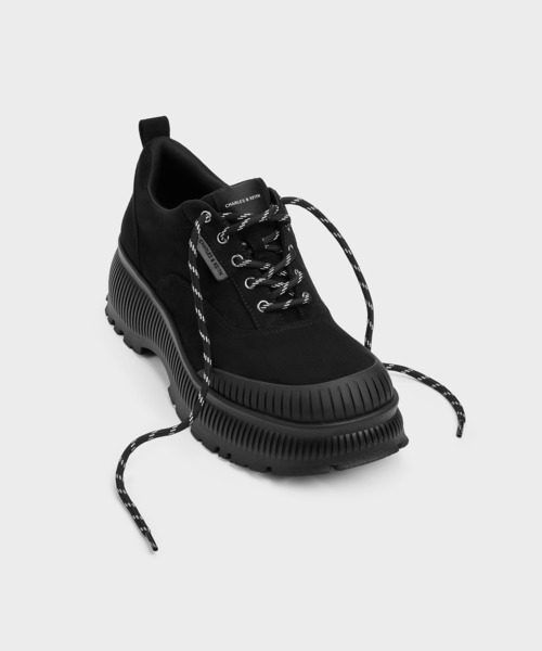 CHARLES & KEITH（チャールズ & キース）の「Darra ダラ フェイクスエードリジッドソールスニーカー（スニーカー・レディース・ベージュ/ブラック系その他2・23.5cm/23cm/22.5cm/25.5cm/25cm/24.5cm）」の3枚目の写真