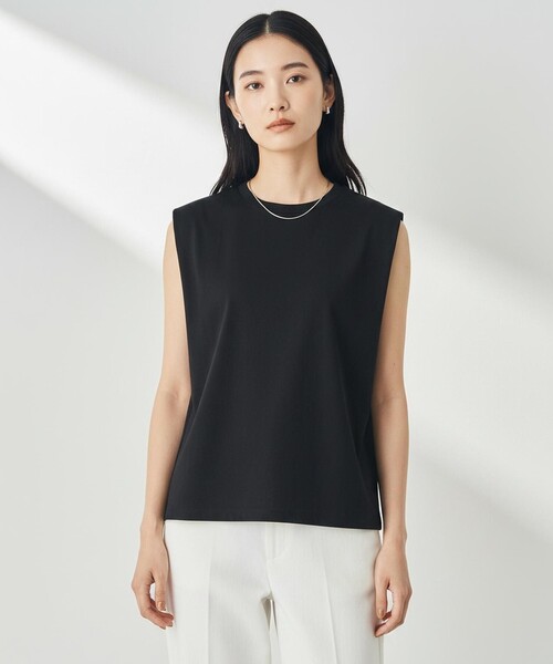 UNFILO(アンフィーロ)の「LAYERED FRONT ノースリーブ(Tシャツ/カットソー・レディース・ローズ系/ブラック系/ホワイト系/ベージュ系・MEDIUM/SMALL/LARGE)」の1枚目の写真
