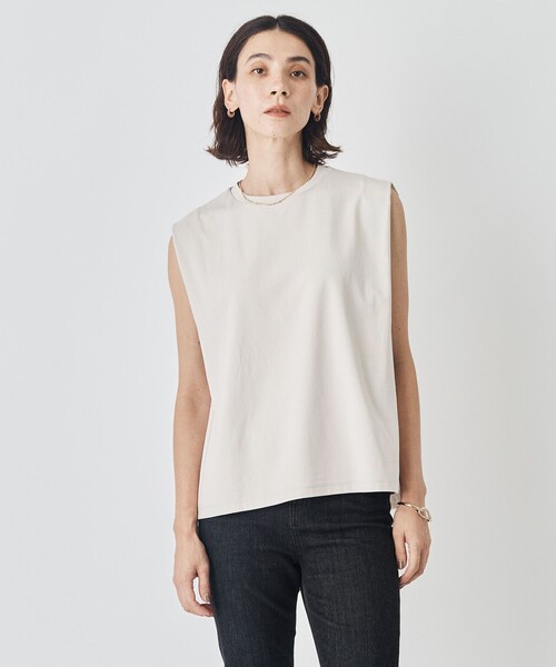 UNFILO(アンフィーロ)の「LAYERED FRONT ノースリーブ(Tシャツ/カットソー・レディース・ローズ系/ブラック系/ホワイト系/ベージュ系・MEDIUM/SMALL/LARGE)」の3枚目の写真