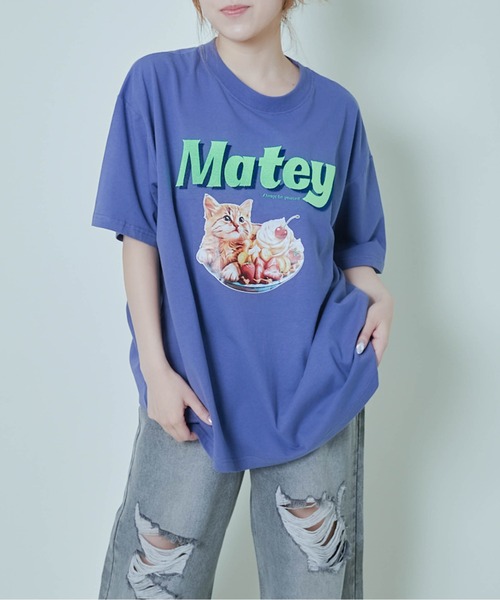 GORGE(ゴージ)の「《ロゴ映え×キャットグラフィック》カジュアルTシャツ(Tシャツ/カットソー・レディース・オフホワイト/ブルー/ブラック・F)」の3枚目の写真