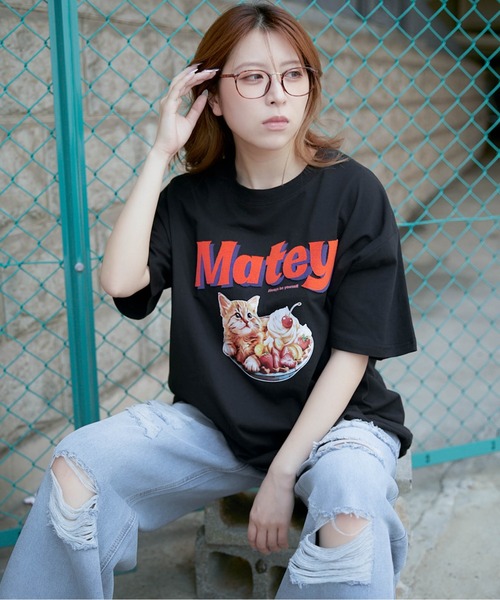 GORGE(ゴージ)の「《ロゴ映え×キャットグラフィック》カジュアルTシャツ(Tシャツ/カットソー・レディース・オフホワイト/ブルー/ブラック・F)」の2枚目の写真