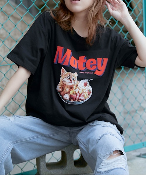 GORGE(ゴージ)の「《ロゴ映え×キャットグラフィック》カジュアルTシャツ(Tシャツ/カットソー・レディース・オフホワイト/ブルー/ブラック・F)」の4枚目の写真